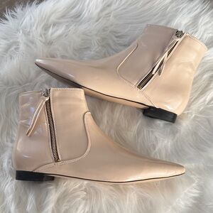 XYD Beige Patent Zip Ankle Booties size 10